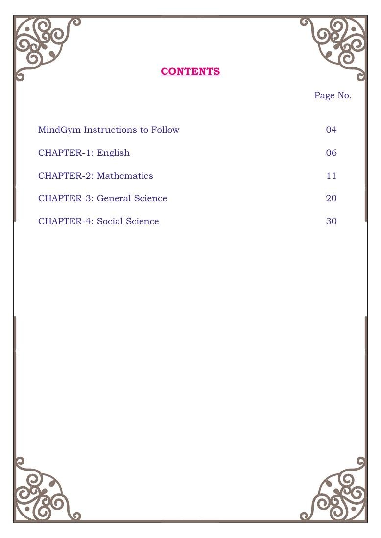 MindGym Child – 3 contents page